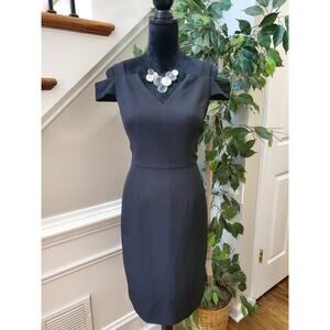Adriana Papell Womens Black V Neck Cap Shoulder Sleeve Knee Lenght Dress Size 10